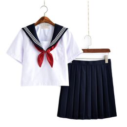 Clothing Sets Cute Navy Sailor Uniform Japanese School Girl Uniforms Novelty Women Cosplay Costume College Wind Student Clothes S-2XL C50153