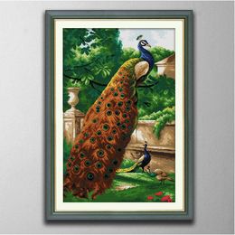 Rich peacock Handmade Cross Stitch Craft Tools Embroidery Needlework sets counted print on canvas DMC 14CT 11CT Home decor paintings