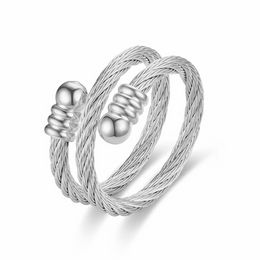 Stainless Steel Wire Ring Band Rose gold Open Adjustable Rings Knuckle ring for Men Woman Fashion Fine Jewellery Gift