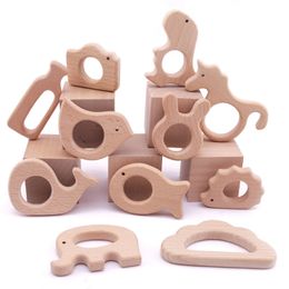 7pc Baby Wooden Teether Beech Pacifier Pendant BPA Free Wood Teether Rodent Animal Teething Necklace Children's Good Nurse Gift 220507