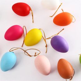 Party Decoration 12Pcs Colorful Plastic Easter Eggs Hand Painted Craft Hanging Ornaments Gadget DIY Festival Favor Decor