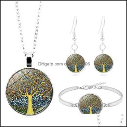 Bracciale Orecchini Collana Set di gioielli Celtic Tree Of Life Time Set di bracciali Sier Drop Delivery 2021 0Cftw