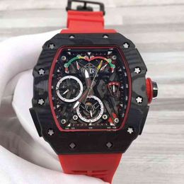 Watches Wristwatch Designer Luxury Mens Mechanics Watch Richa Milles Mens Automatic Mechanical Black Blue Red Rubber Carbon Fibre Case Sapp