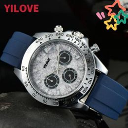 Top Model Men Superior Quality Watch 42mm Quartz Imported Movement Male Clock Full Stainless Steel Case Waterproof Rubber Strap Sports Style Wristwatches