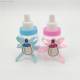 Gift Wrap Mini Transparent Plastic Feeder Bottle Candy Box Cute Blue/pink Wedding Birthday Baby Shower Cake Boy Girl Party Supplies DecorGif