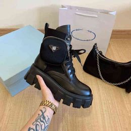 brand new p-house three corner standard thick bottom short boot belt bag waterproof platform British versatile Martin boots women 231215