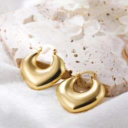 round hoop earrings Australia - Hoop Earrings & Huggie Fashion Gold Plated Round Circle Heart For Women Classic Copper Smooth Metal Earring 2022 Ear Jewelry GiftHoop