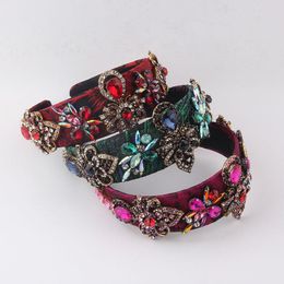 Hair Clips & Barrettes Baroque Floral Cloth Rhinestone Flower Gorgeous Headband Fashion Inlaid Accessories Headwear 932Hair