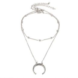 Pendant Necklaces Pieces/lot Moon Gold Silver Colour Multilayers Clavicle Chain Chokers Necklace Women Fashion Charm JewelryPendant