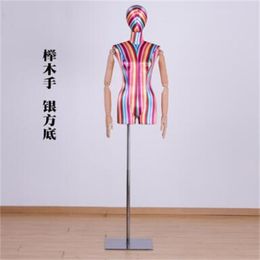 2022 Rainbow Sail Female Cloth Mannequin Body Wood Hand Prop Wedding Dress Design Can Pin Universal Square Plate Base Sewing xiaitextiles model C051