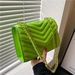 Purse Candy Colour small square bag female 2023 spring embroidered thread V-shaped chain painted shoulder clearance sale