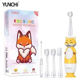 timer kids UK - Kid Sonic Electric Toothbrush Smart Timer LED Light 4 Types Soft Dupont Bristle AA Battery Powered Tooth Brush for 0-12 Year Old 0428