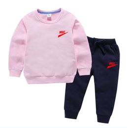 Spring Autumn 2Pcs Sets Brand LOGO Children Cotton Clothing Suit Baby Boys Girls Clothes Kids Sport Hoodies Pants Fahion Toddler Tracksuits