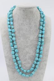 Chains Howlite Turquoise Green Baroque 11-14mm Necklace 50inch Wholesale Beads Nature FPPJ Woman 2022Chains