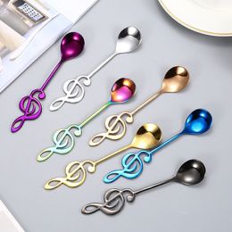 Colour Note Round Head Coffee Spoons 304 Stainless Steel Stirring Mixing Spoon Multicolor Dessert Scoop Coffeeware Tea Spoon Honey Jam Fruit Flatware ZL0999