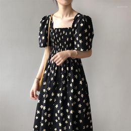 Casual Dresses Alien Kitty French Black Women Florals Vintage Print 2022 Elegant Plus Size Office Lady Fashion All Match Dress Vestidos