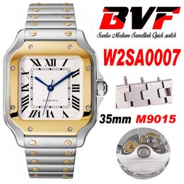 BVF V2 Medium 35mm Miyota 9015 Automatic Womens Ladies Watch Quick Switch Links Two Tone Yellow Gold White Dial Stainless Steel Bracelet Super Edition Puretime B2