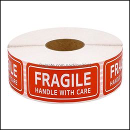 Adhesive Stickers Tapes Office School Supplies Business Industrial 250Labels Fragile 1 Roll 2.5Cm*7Cm Or Bend Handle With Care Warning Pac