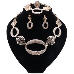 Nigerian Women Jewellery Sets Gold Plated Necklaces Rings Earrings Bracelet Fashion Trends Wedding Party Accessories