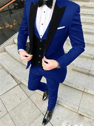 Customise tuxedo One Button Handsome Peak Lapel Groom Tuxedos Men Suits Wedding/Prom/Dinner Man Blazer(Jacket+Pants+Tie+Vest) W1021