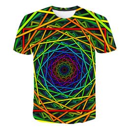 Men's T-Shirts Men 3d T Shirt Summer Printing Dizziness Male Geometric Short Sleeve Funny Colourful Casual TopsMen's Men'sMen's
