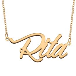 Pendant Necklaces Rita Name Necklace For Women Stainless Steel Jewellery 18k Gold Plated Nameplate Femme Mother Girlfriend GiftPendant