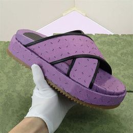 New Designer Slipper Luxury Sandal Lady Slides platform wedge rainbows summer slippers for men Women ladies brands dearfoam Rubber Beach pink black Sandals