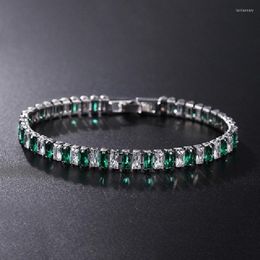 Link Chain 4mm Cubic Zirconia Green Tennis Bracelet Bracelets For Women Men Gold Silver Color Hand Homme Jewelry WholesaleLink Lars22