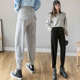Autumn and winter thick sports pants women loose feet and hips students all-match net red pants harem pants high waist 210412