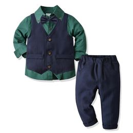 Vest Yilaku Baby Boys Clothing Sets 3pcs Long Sleeve Gentleman Bowtie Shirts Pants Wedding Party Formal Suit 