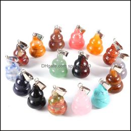 Arts And Crafts Arts Gifts Home Garden Natural Crystal Opal Rose Quartz Tigers Eye Stone Charms Gourd Shape Pendant For D Dhe6Z