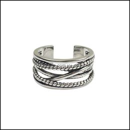 Band Rings Jewellery Genuine Sier 925 Sterling Mtilayer Wrap Twist Vintage Open Women Men Retro Adjustable Statement 832 Drop Delivery 2021 Jz