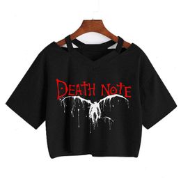 Anime Death Note Shinigami Ryuk Tee T-shirt Women Short Sleeve Crop Tops Japanese Manga Light Yagami L Print Vintage Punk