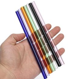 20cmReusable Eco Borosilicate Glass Drinking Straws Clear Coloured Bent Straight Milk Cocktail Straw High temperature resistance DH8888