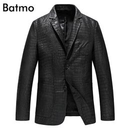 Batmo 2020 new arrival spring high quality sheepskin real leather jackets men slim leather blazer men size L LJ201029
