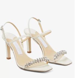 Summer Meira Sandals Shoes For Women Crystal Strappy Lady Gladiator Sandalias Perfect High Heels Bridal Wedding Bridals EU 35-43