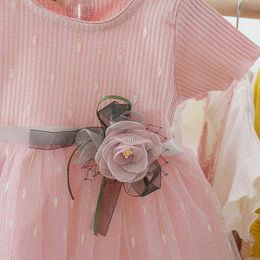 Baby Girls Dress Summer Rose Flowers Princess Mesh Dress Toddler Infant Kids Birthday Party Costume Children's Clothing