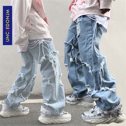 UNCLEDONJM 2020 black jeans plus size men Destroyed Stretch Loose Fit Hop Hop Pants Fashion Distressed denim jean me LJ200911