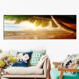 Sunsets Natural Sea Beach Coconut Palm Landscape Canvas Painting Poster and Prints Wall Art Aesthetic Picture Home Decor Cuadros