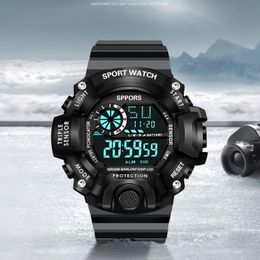 Wristwatches Sport Digital Round Watch Luminous Fashion Dial Casual Watches Outdoor Rubber Strap Fashionable Waterproof Wrist For MenWristwa