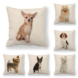 Cushion/Decorative Pillow 45cm Pet Dog Design Linen/cotton Throw Covers Couch Cushion Cover Home Decor PillowCushion/Decorative Cushion/Deco