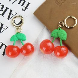 Keychains 2022 Cherry Keychain Acrylic Resin Women Leather Boho Bohemia Key Chains Car Pendant Bag Charm Keyring Fred22