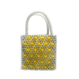 Evening Bags Six Petals Droplet Woven Pearl Handbag Niche Design Small Square BagEvening