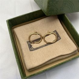 Vintage Double Letter Earrings Personality Brass Charm Eardrops Women Letters Ear Studs Jewellery Wholesale