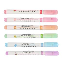 Gel Pens SINMIO 6Pcs Quick-Drying Colourful Curve Highlighters Cute Pattern Hand Account Fluorescent Pen Creative Markers Stationery