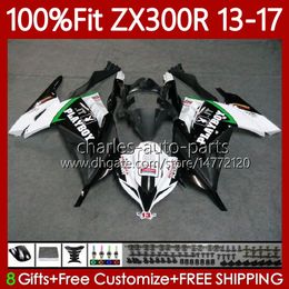 Injection Bodys For KAWASAKI NINJA ZX3R EX ZX 3R 300R ZX300 ZX300R 13 14 15 16 17 125No.57 ZX-300R White black EX300R ZX-3R 2013 2014 2015 2016 2017 EX-300 13-17 OEM Fairing