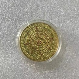 Gifts Mexican Maya Aztec Calendar Art Prophecy Culture Gold Plated Replica Commemorative Coin Collectibles.cx