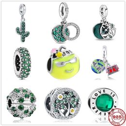 925 Sterling Silver Dangle Charm Disc Coconut Juice Apple Pendant Beads Bead Fit Pandora Charms Bracelet DIY Jewelry Accessories