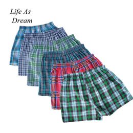 M-4XL Classic Plaid Men Boxer Shorts Mens Underwear Trunks Cotton Cuecas Underwear boxers for male Panties 4PCS/lot 220423