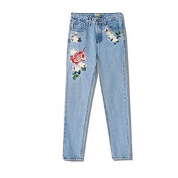 Vintage winter womens jeans high waist woman feminino denim boyfriends embroidery for women plus size mom 210521
